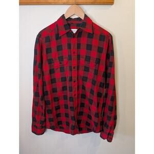 ETON Slim Fit Shirt Men's 39 M Red Black Buffalo Check Plaid Cotton
